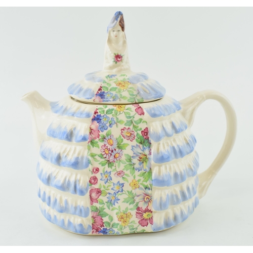 129 - Sadler teapot Ye Daintee Ladyee Crinoline Lady with floral chintz insert.