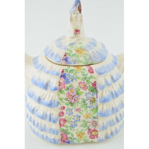 129 - Sadler teapot Ye Daintee Ladyee Crinoline Lady with floral chintz insert.