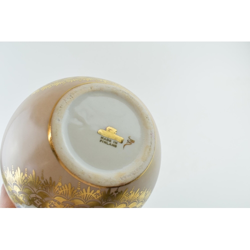 130 - Hand painted ovoid vase, believed to be painted by Michael Schillcin, for Arabia Finland, circa 1950... 