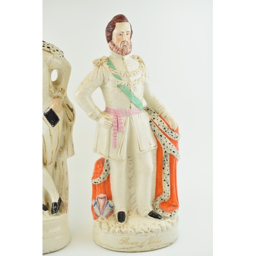 145 - A pair of oversized Staffordshire figures to include the Prince of Wales and William Shakespeare, 45... 