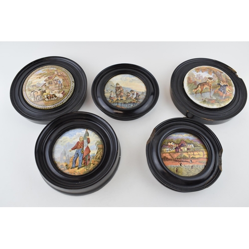 156 - A collection of Pratt Ware and similar lids to include  Pegwell Bay, Garibaldi, a fishing scene and ... 