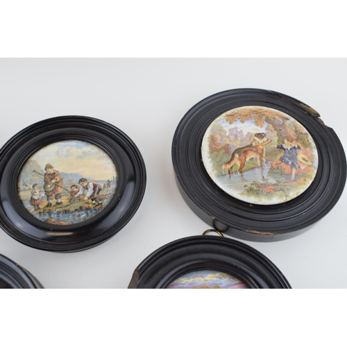 156 - A collection of Pratt Ware and similar lids to include  Pegwell Bay, Garibaldi, a fishing scene and ... 