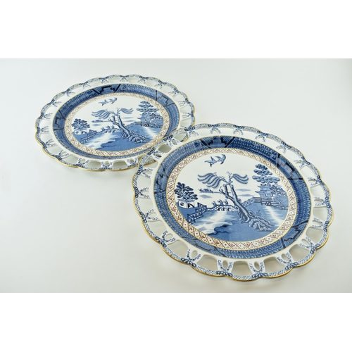 178 - A pair of Royal Doulton Booths Willow Pattern Ware 'Real Old Willow' trial plates / chargers with fr... 