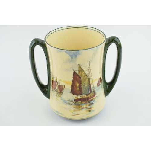 182 - Royal Doulton two handled loving cup with tall ships decoration.