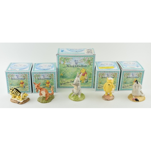 184 - 5 x Royal Doulton Winnie the Pooh figures of Kanga and Roo WP8,  Eeyores Tail WP7, Tigger Signs the ... 