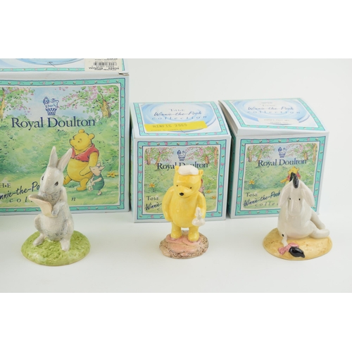 184 - 5 x Royal Doulton Winnie the Pooh figures of Kanga and Roo WP8,  Eeyores Tail WP7, Tigger Signs the ... 