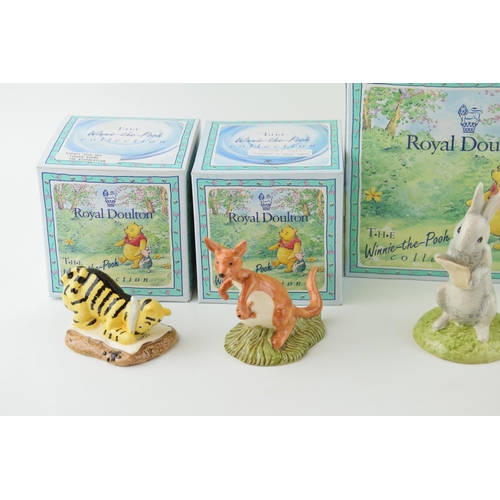 184 - 5 x Royal Doulton Winnie the Pooh figures of Kanga and Roo WP8,  Eeyores Tail WP7, Tigger Signs the ... 