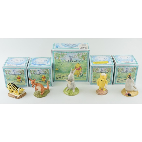 185 - Royal Doulton Winnie the Pooh figures of Kanga and Roo WP8,  Eeyores Tail WP7, Tigger Signs the Reso... 