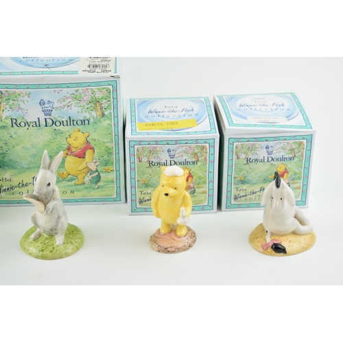 185 - Royal Doulton Winnie the Pooh figures of Kanga and Roo WP8,  Eeyores Tail WP7, Tigger Signs the Reso... 