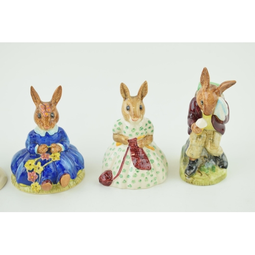 196 - Royal Doulton Bunnykins to include Busy Needles, Home Run, Billie Bunnykins Cooling Off, Daisy and K... 