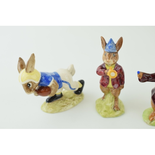 197 - Royal Doulton Bunnykins to include Freefall, Brownie, The Artist, Rise and Shine and Touchdown (5).