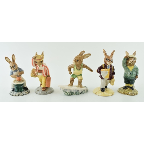 198 - Royal Doulton Bunnykins to include Bogey, Fisherman, Aussie Surfer, Father and Master Potter (5).