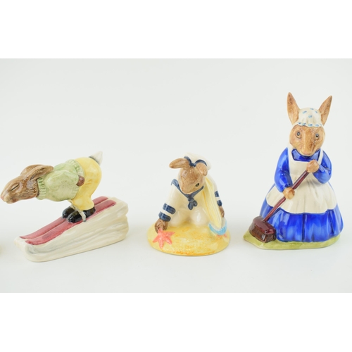 199 - Royal Doulton Bunnykins to include Downhill, Mother, Seaside, Sailor and Mrs Bunnykins Clean Sweep (... 