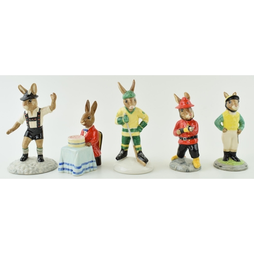 203 - Royal Doulton Bunnykins to include Happy Birthday, Fireman colourway, Ice Hockey (Af), Tyrolean Danc... 