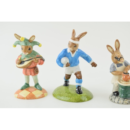 205 - Royal Doulton limited edition Bunnykins to include Scarecrow, Jester, Rugby Player and Master Potter... 