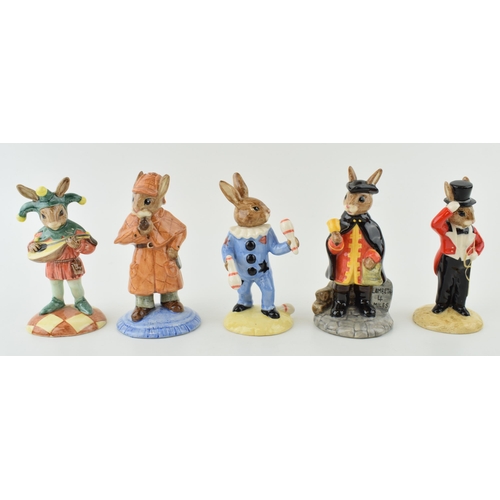 206 - Royal Doulton limited edition Bunnykins to include Detective, Town Crier, Ringmaster, Jester and Jug... 