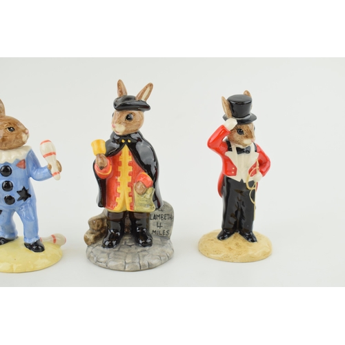 206 - Royal Doulton limited edition Bunnykins to include Detective, Town Crier, Ringmaster, Jester and Jug... 