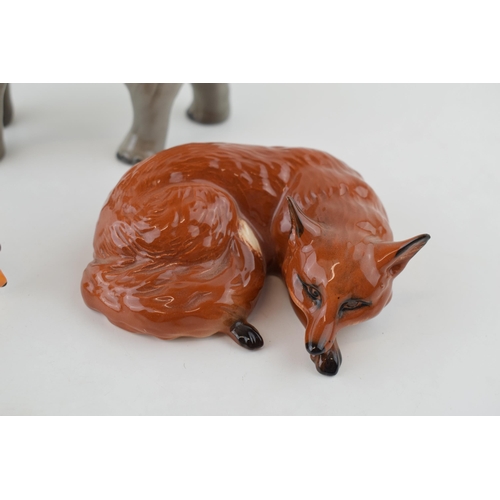 3 - Beswick to include an elephant, a curled fox and a swan (3).