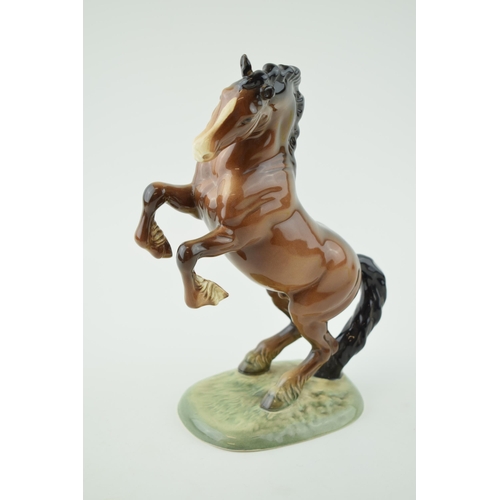 48 - Beswick Rearing Welsh Cob, brown colourway, tail joined to base.