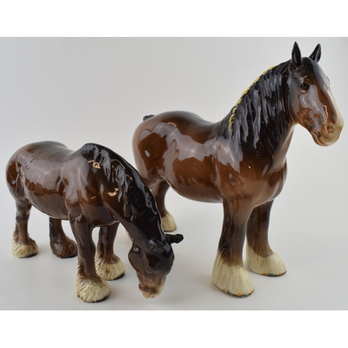 56 - Beswick to include a brown grazing shire and a shire horse 818 (2- both restored).