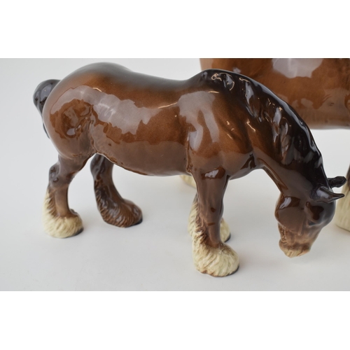 56 - Beswick to include a brown grazing shire and a shire horse 818 (2- both restored).