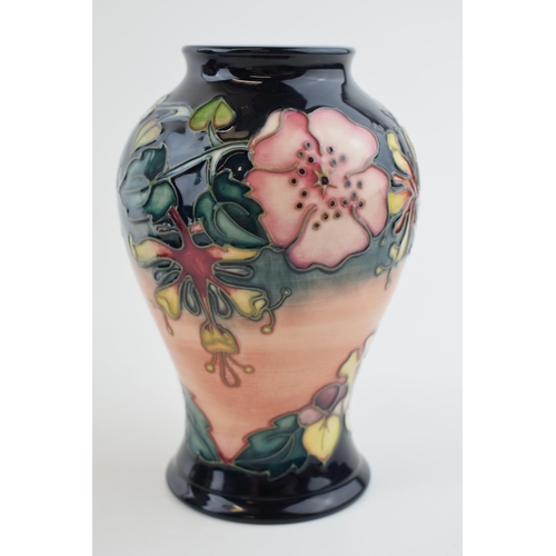 88 - Moorcroft baluster vase in the Oberon pattern, dated 1993, 16cm tall (silver line).