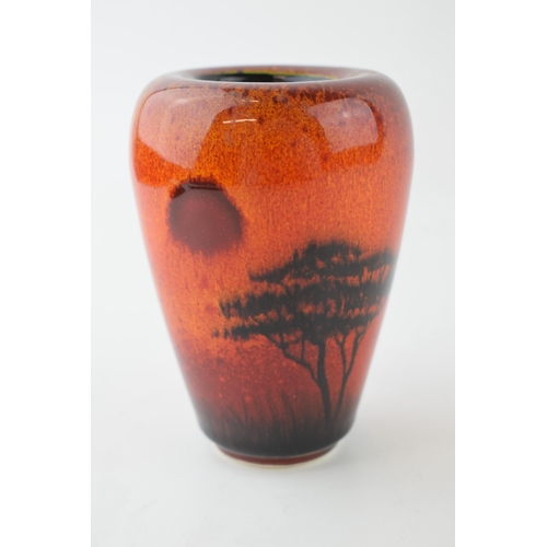 93 - Poole Pottery desert scene vase, 10.5cm tall.