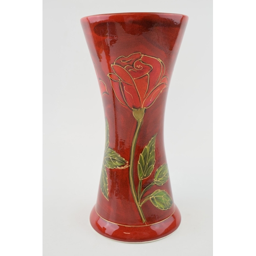 95 - Anita Harris large vase, decorated with a Rose, '1st Trial Rose' written on base, 24cm tall.