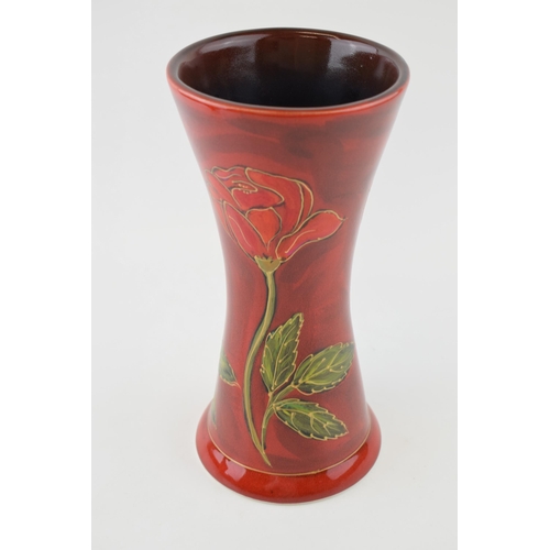 95 - Anita Harris large vase, decorated with a Rose, '1st Trial Rose' written on base, 24cm tall.