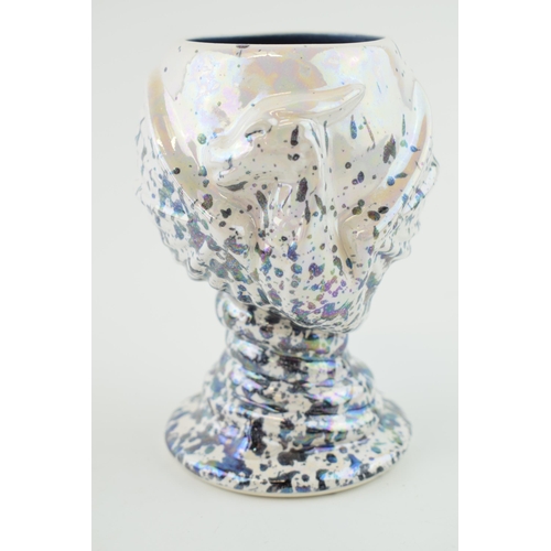 96 - Anita Harris unusual dragon goblet, in lustre glaze with speckled paintwork, 14.5cm tall.