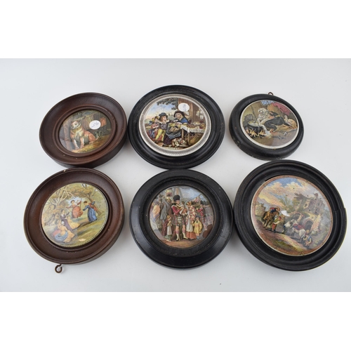 142 - A collection of Pratt Ware pot lids and similar to include a sitting dog, 'Youth and Age' with other... 