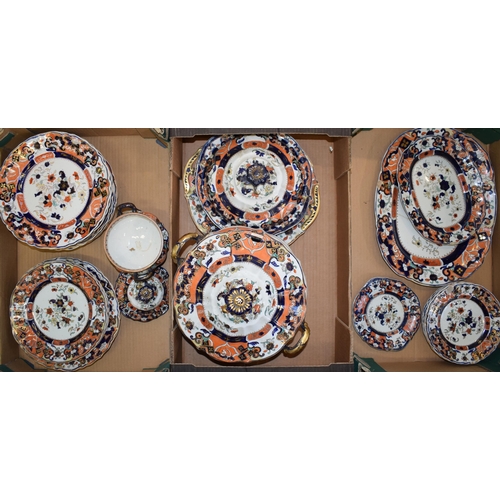 151 - Masons Ironstone part dinner service, printed and painted Pagoda / Chinoiserie design, to include tu... 