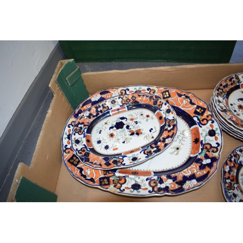 151 - Masons Ironstone part dinner service, printed and painted Pagoda / Chinoiserie design, to include tu... 