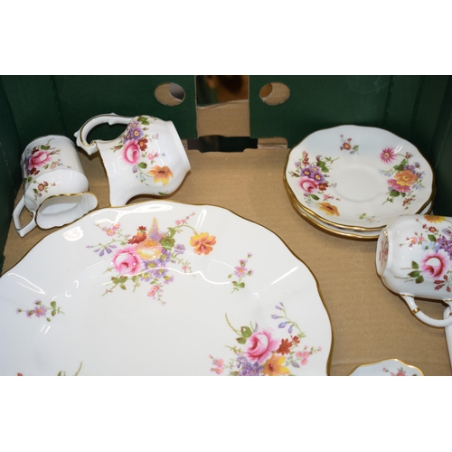 157 - Royal Crown Derby tea and dinner ware in the Derby Posies pattern to include cups and saucers, jugs,... 