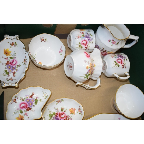 157 - Royal Crown Derby tea and dinner ware in the Derby Posies pattern to include cups and saucers, jugs,... 