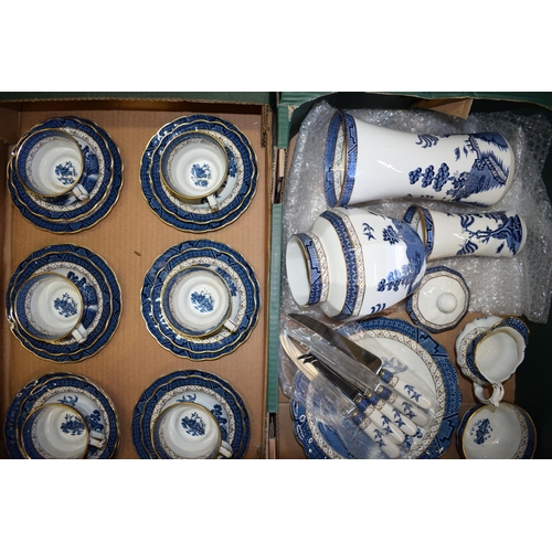 179 - A quantity of Royal Doulton Booths Willow Pattern Ware  'Real Old Willow' tea ware and decorative it... 