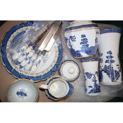 179 - A quantity of Royal Doulton Booths Willow Pattern Ware  'Real Old Willow' tea ware and decorative it... 