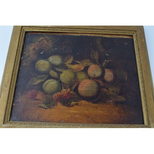 349 - A pair of 19th century still life paintings, unattributed. Oil on board depicting fruit and berries ... 