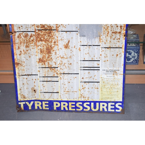 361 - A Michelin tyre sign on tin c1980. Of automobilia tyre / tire collectors interest a/f. 86.5cm x 63cm... 