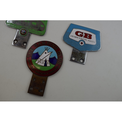 362 - A trio of car club badges relating to camping and caravaning. To include 'The Camping Club of Great ... 