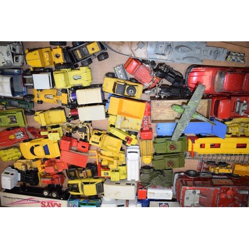 424 - A mixed collection of vintage play worn die cast models by Britains, Matchbox, Dinky, Corgi Toys, Ma... 