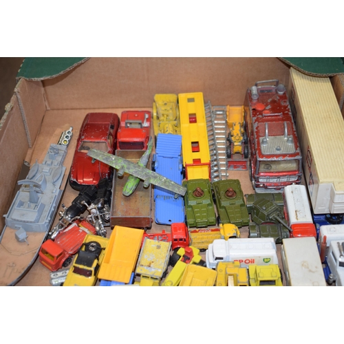 424 - A mixed collection of vintage play worn die cast models by Britains, Matchbox, Dinky, Corgi Toys, Ma... 