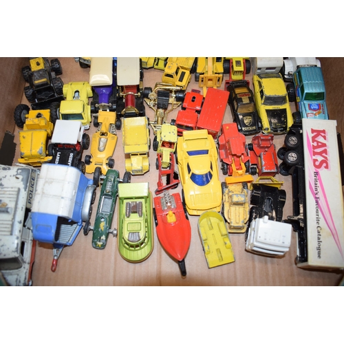 424 - A mixed collection of vintage play worn die cast models by Britains, Matchbox, Dinky, Corgi Toys, Ma... 