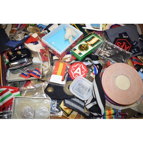 447 - A large collection of military medals, ribbons and enamel badges. To include WWII Medals, '1981 Gamb... 