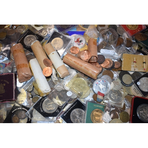 498 - A large collection of UK and foreign currency and coins to include commemorative coins, rolls of unc... 