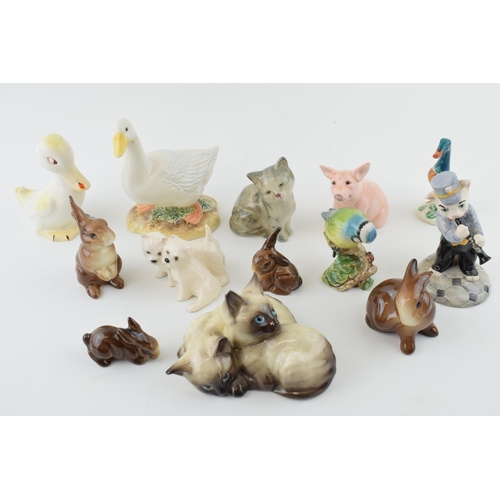 5 - A collection of Beswick to include a comical duck 160, cats, rabbits and two modern Beswick pieces t... 