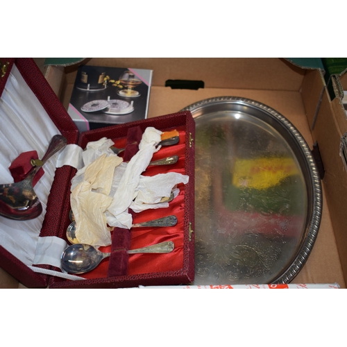 543 - A collection of silver-plated items to include cutlery, tray, scollop tray and other similar items. ... 