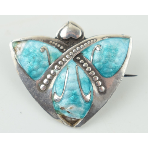 574 - Silver Art Nouveau style brooch, enamelled decoration, Birmingham 1908, possibly James Fenton (sligh... 