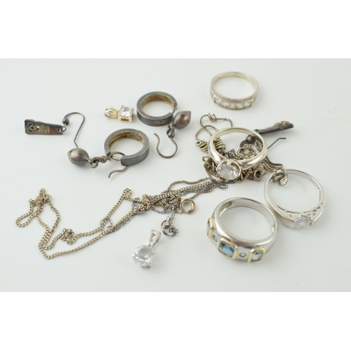 584 - Silver jewellery to include rings, earrings, chains and others, 42.5g.