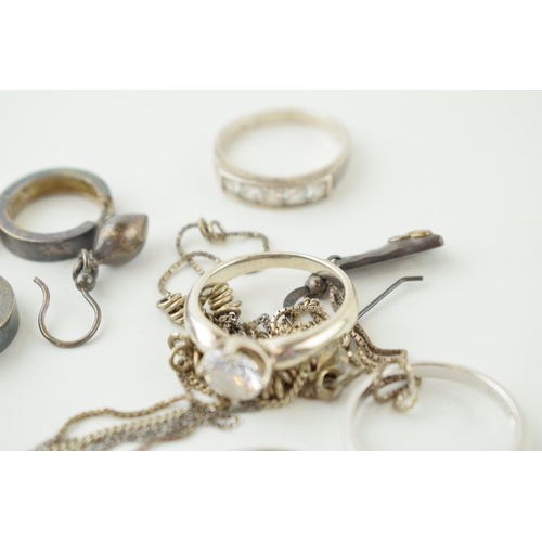 584 - Silver jewellery to include rings, earrings, chains and others, 42.5g.